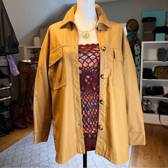 Anthropologie Maeve Faux Leather Shirt Jacket Size XS - Picture 8 of 8